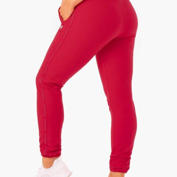 Base High Waisted Track Pants - Cherry Red - S - Picture 2 of 6
